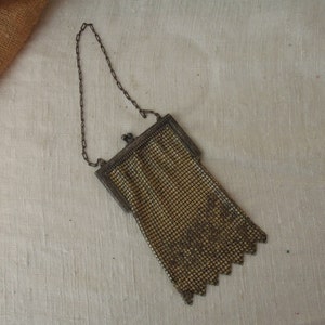 Vintage Art Deco Yellow Purse / Whiting and Davis Enamel Beadlite / Antique Reticule Whiting and Davis Mesh Handbag