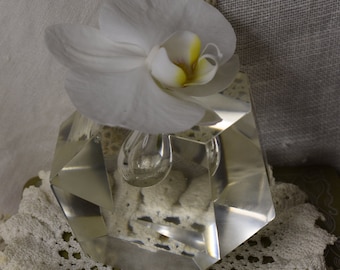 Vintage Timo Sarpaneva Faceted Clear Crystal Orchid Vase / Vintage Orchid Bud Vase Littala / Made in Finland