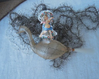 Antique Christmas Ornament / Victorian Dresden Christmas / Vintage Christmas Decoration