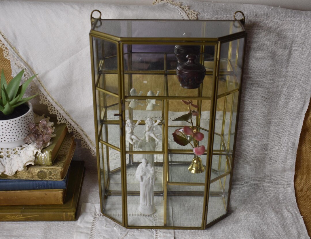 Vintage Brass Glass Box / Glass Brass Display Box / Vintage Display ...