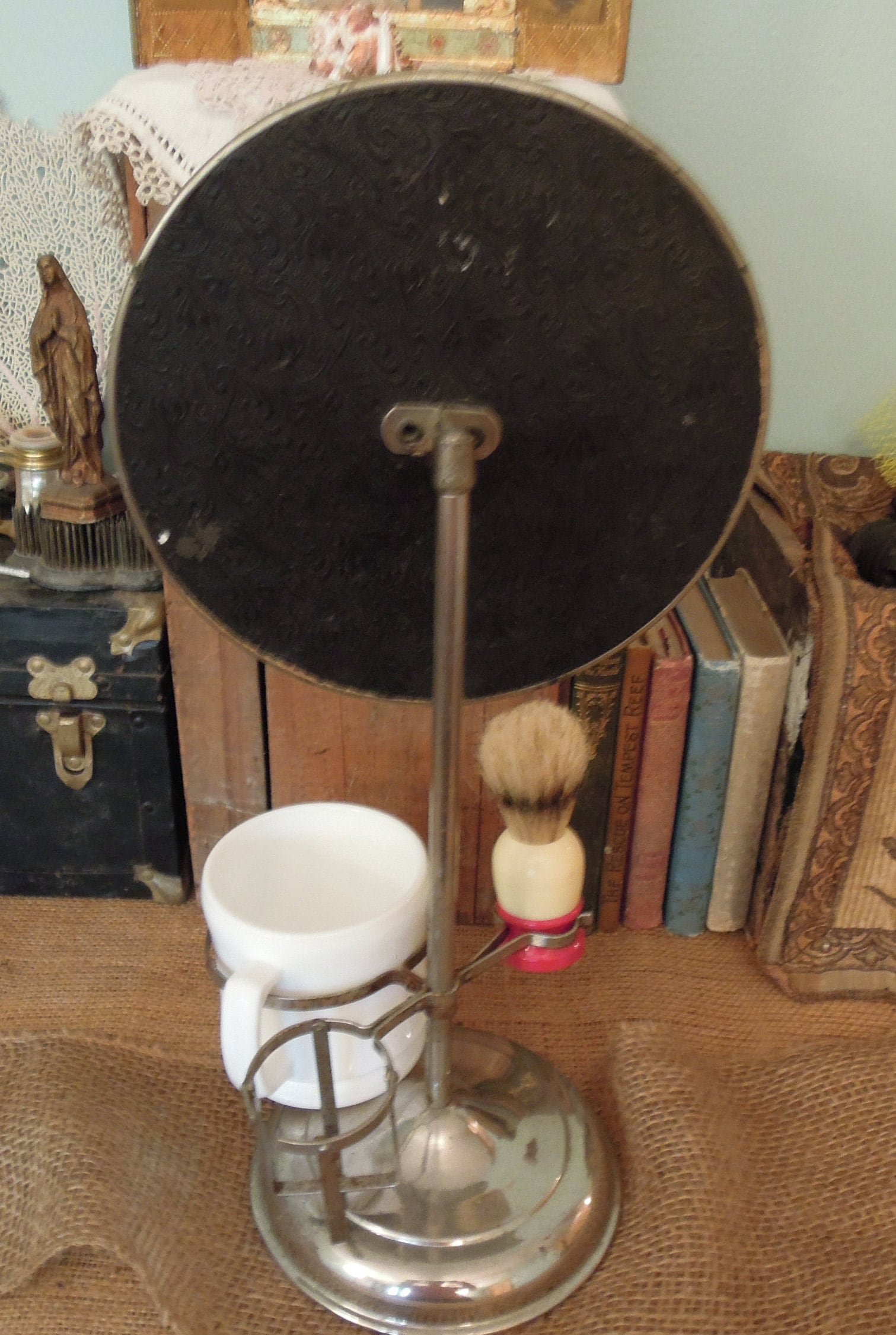 Antique Shaving Stand Mirror / Shaving Mirror With White Milk Etsy