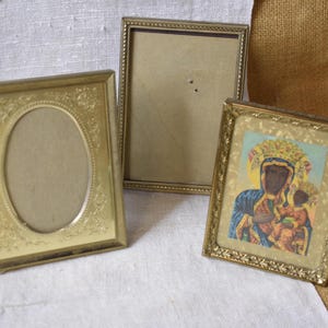 Vintage Set of 3 Metal Frames / Three Rectangular Frames with Glass