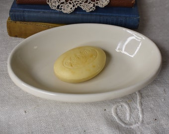 Vintage White Ironstone Soap Dish / Vintage White Soap Dish / Vintage Buffalo White Ironstone