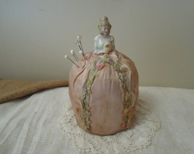 Vintage Porcelain Pin Cushion / Half Doll Pin Cushion / Lady Etsy