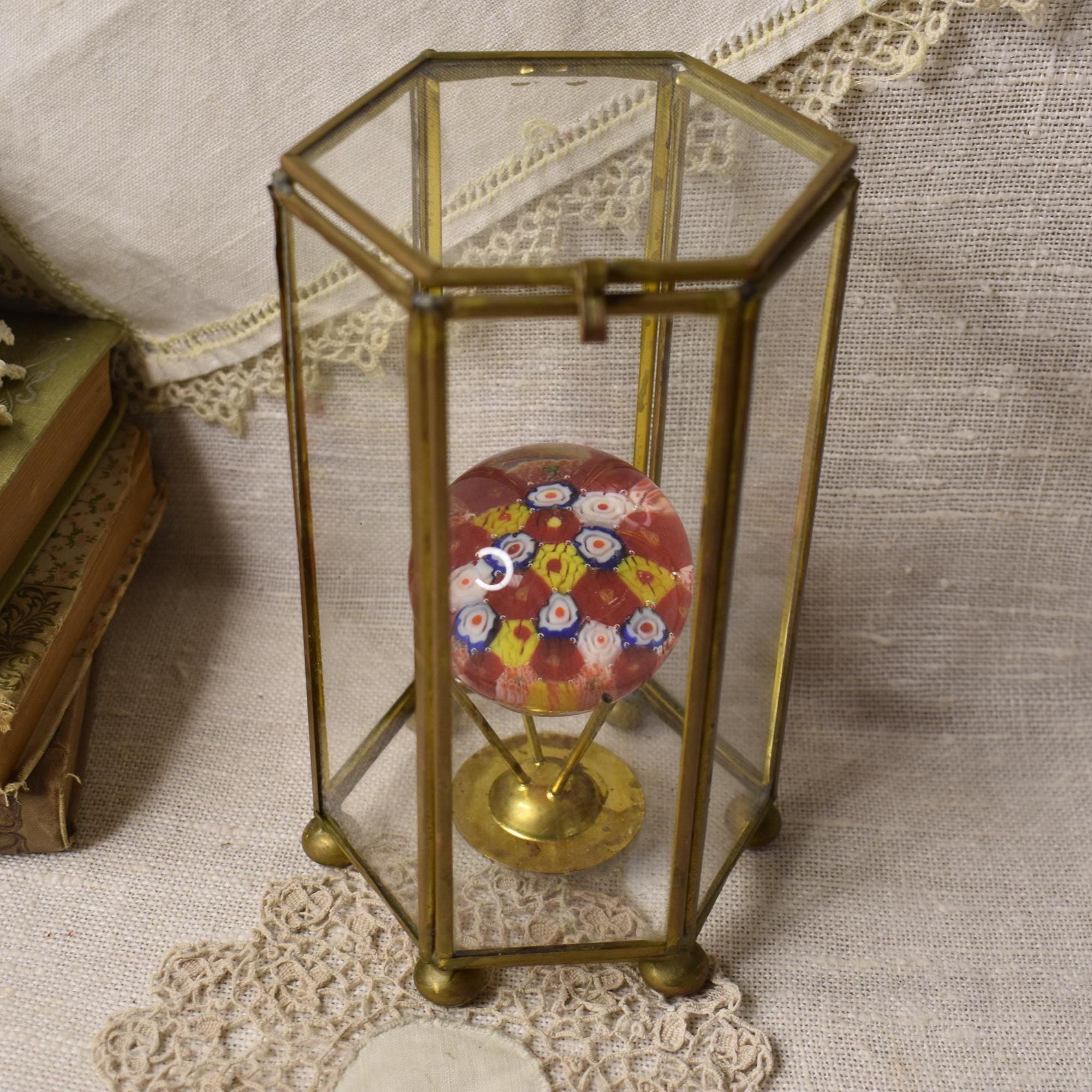 ガラスケース・ディスプレイケース Set of 3 Vintage Glass Cases (L,M,S) Vintage Brass Glass Box / Glass Brass Display Box / Vintage