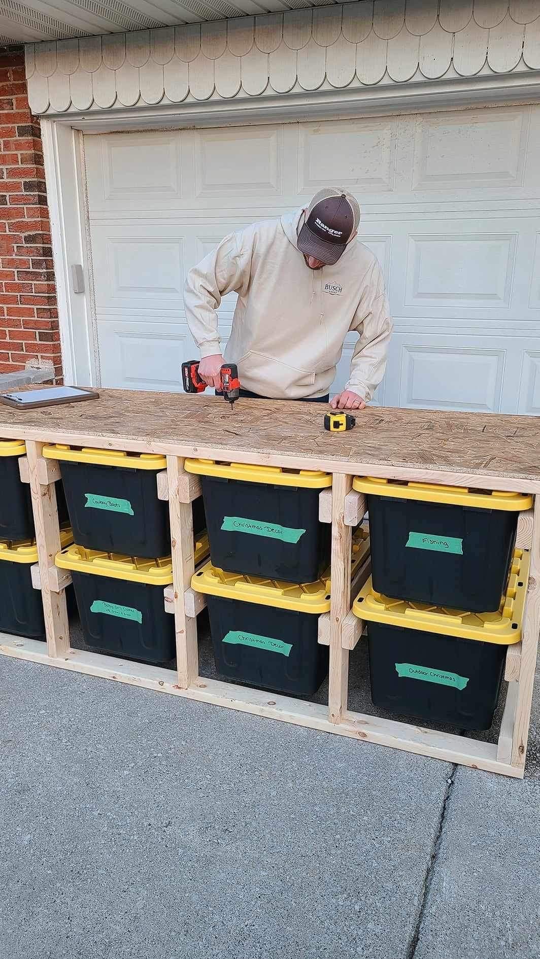 DIY Garage Storage Rack Plans for 27-gallon Totes | Sturdy Wood Shelf ...