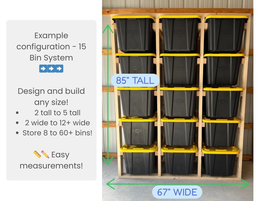 DIY Garage Storage Rack Plans for 27-gallon Totes | Sturdy Wood Shelf ...