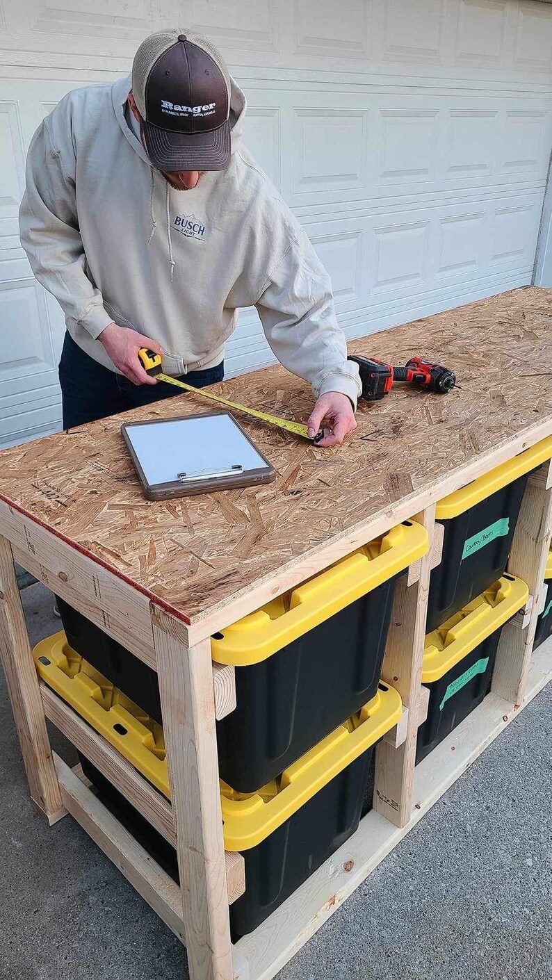 DIY Garage Storage Rack Plans for 27-gallon Totes | Sturdy Wood Shelf ...