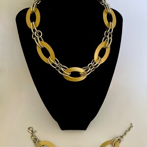 Vintage Premier Designs 16" Mixed Metals Necklace and 8" Bracelet With ...