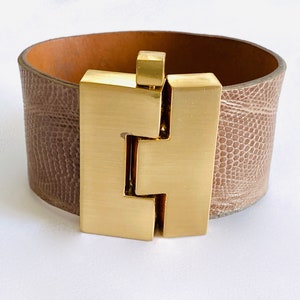 Wide, Sand Colored Lizard Cuff Bracelet by Leighelana Project Paz With ...