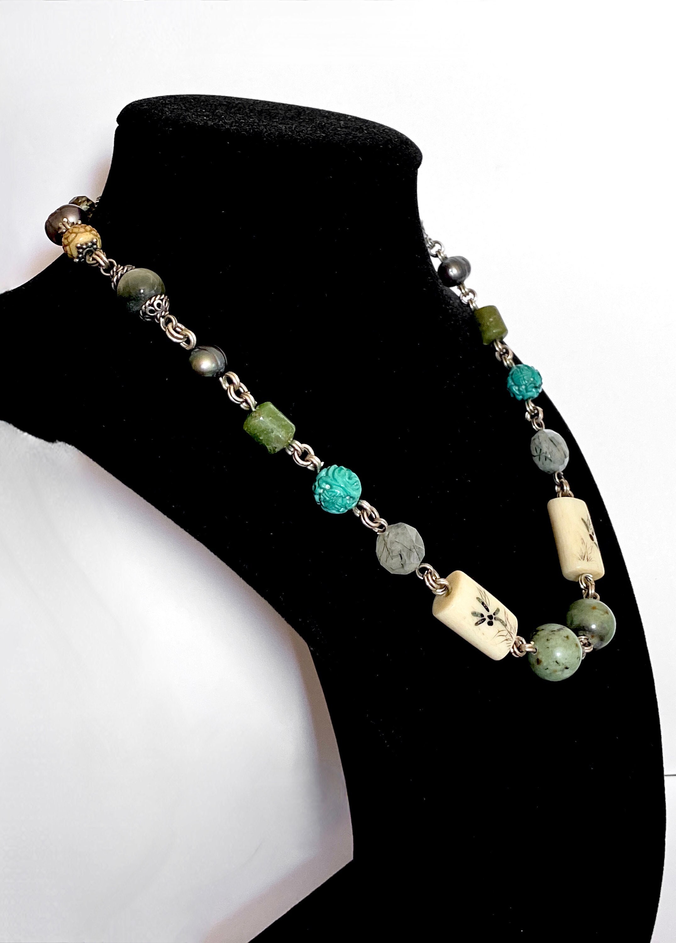 Stephen Dweck Vintage 17 Beaded Gemstone Necklace With - Etsy