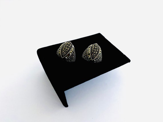 Judith Jack Sterling Silver and Marcasite Clip Ea… - image 7