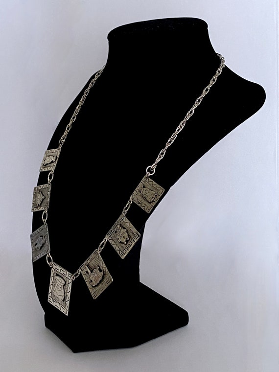 Vintage 900 Silver Story Necklace, Seven Graduate… - image 4