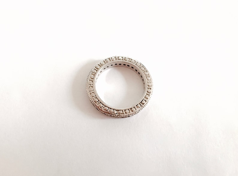 Sterling Silver Eternity Band with Channel Set Round and Square CZ/'s Wedding Band Style Lovely Sparkle Size 8 Elegant Encrusted Band