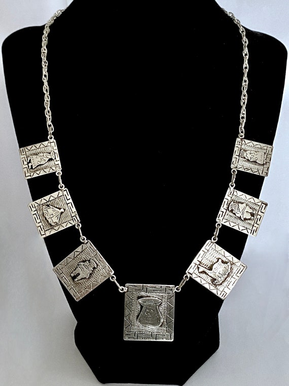 Vintage 900 Silver Story Necklace, Seven Graduate… - image 7