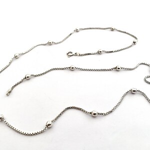 Classic Sterling Silver Station Necklace, Box Chain With Silver Ball ...