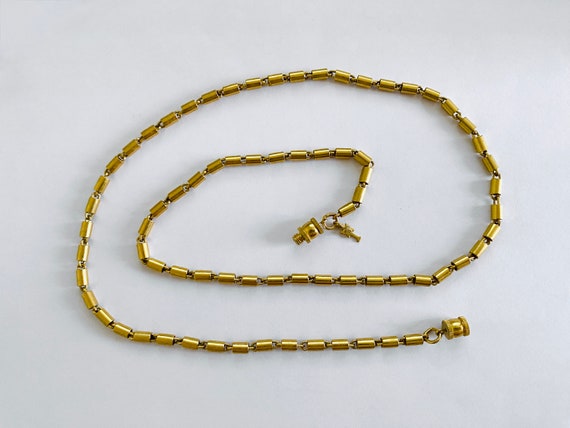 Crown Trifari Tube Chain Necklace with Screw Barr… - image 3