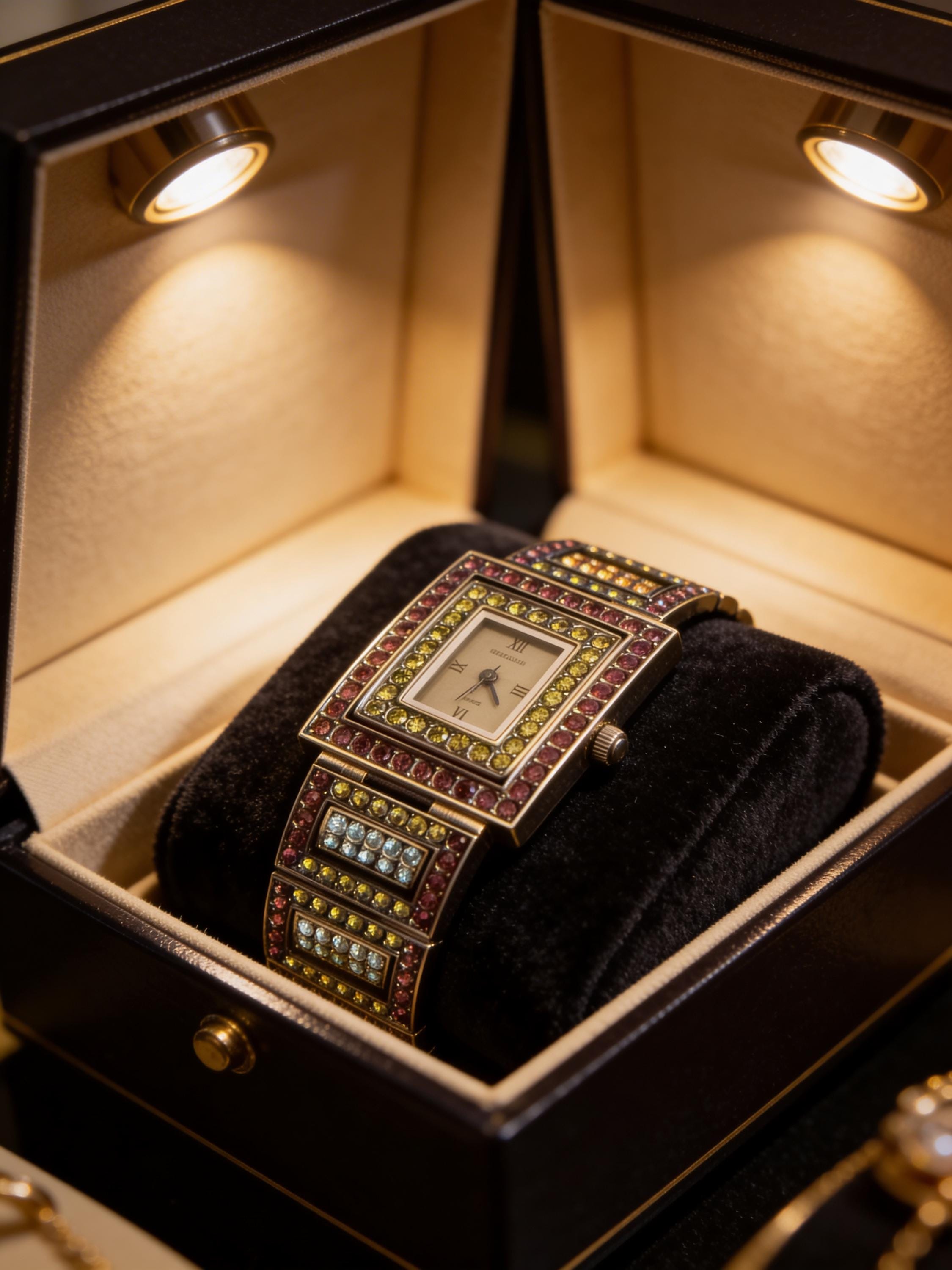 Heidi Daus Vintage Watch EUC in original box Vintage Heidi Daus Watch Bracelet In Hot Pin Floral Design  main image 4