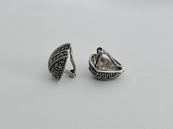 Judith Jack Sterling Silver and Marcasite Clip Ea… - image 6