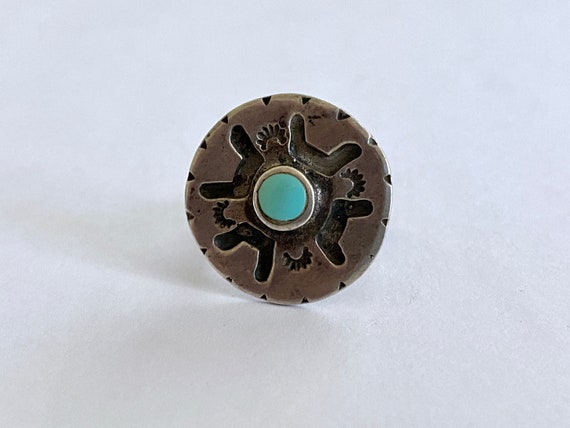 Vintage Native American Ring with Center Bezel Se… - image 2