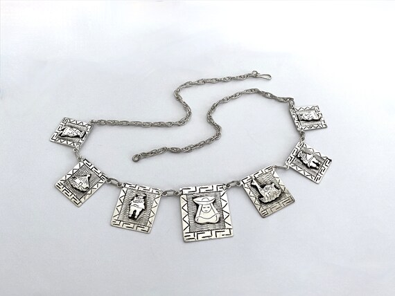 Vintage 900 Silver Story Necklace, Seven Graduate… - image 6
