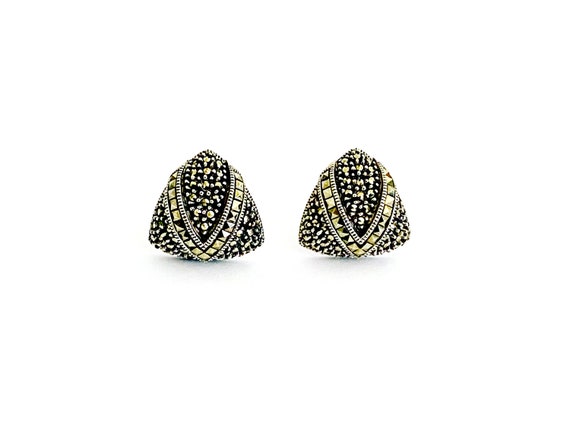 Judith Jack Sterling Silver and Marcasite Clip Ea… - image 1