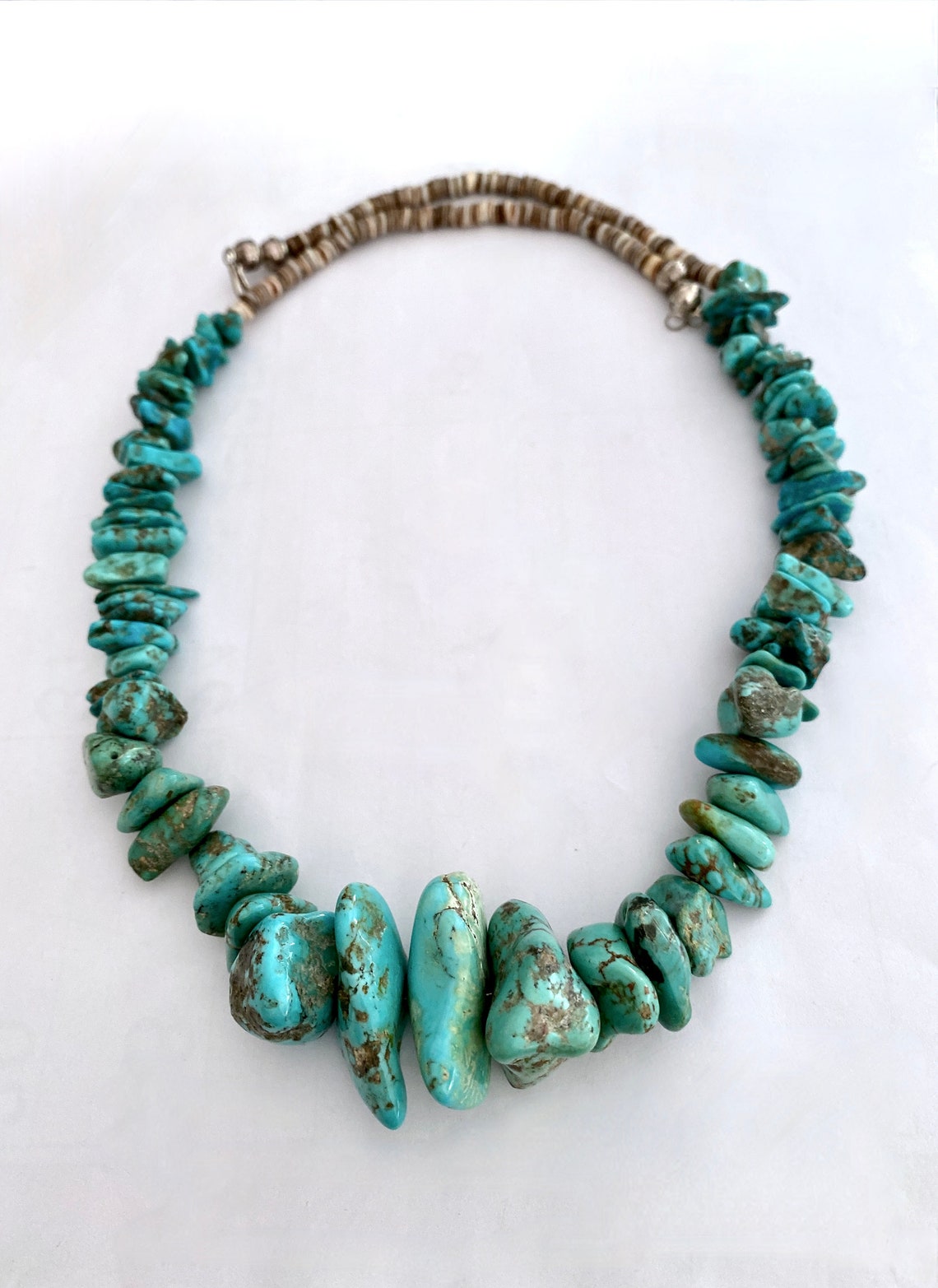 Old Navajo Natural Graduated Chunky Turquoise Necklace With - Etsy