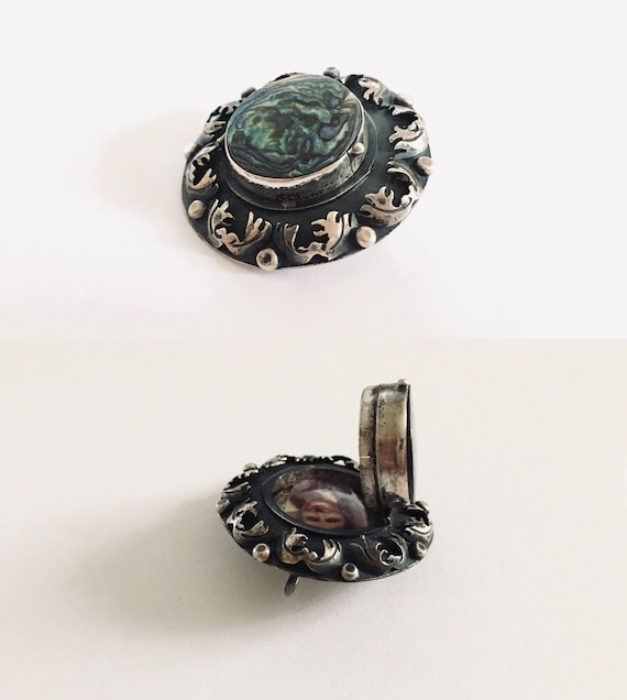 Bezel Set Abalone in Sterling Silver "Poison" Loc… - image 3