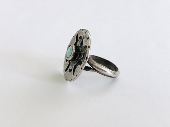 Vintage Native American Ring with Center Bezel Se… - image 7
