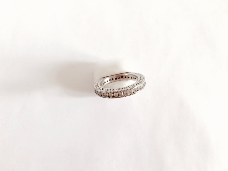 Sterling Silver Eternity Band with Channel Set Round and Square CZ/'s Wedding Band Style Lovely Sparkle Size 8 Elegant Encrusted Band