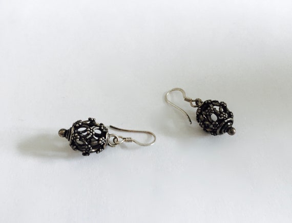 Balinese Sterling Silver Ball Earrings, Elegant  … - image 5