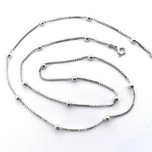 Classic Sterling Silver Station Necklace Box Chain With - Etsy