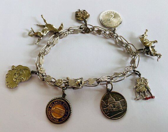 Sweet Sterling Charm Bracelet with Hearts and Flo… - image 5