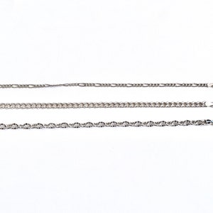 Set of Three Italian Sterling Silver Chain Bracelets Rhodium | Etsy