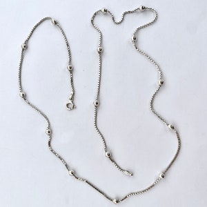 Classic Sterling Silver Station Necklace Box Chain With - Etsy