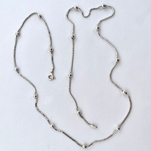 Classic Sterling Silver Station Necklace, Box Chain With Silver Ball ...