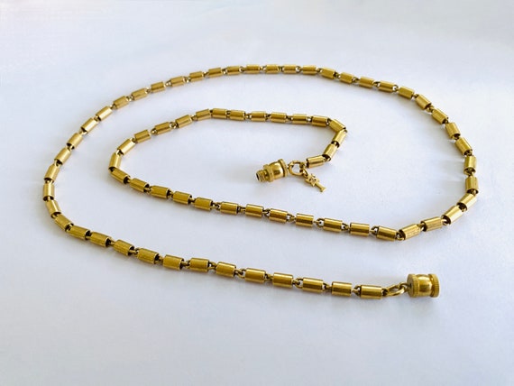 Crown Trifari Tube Chain Necklace with Screw Barr… - image 5