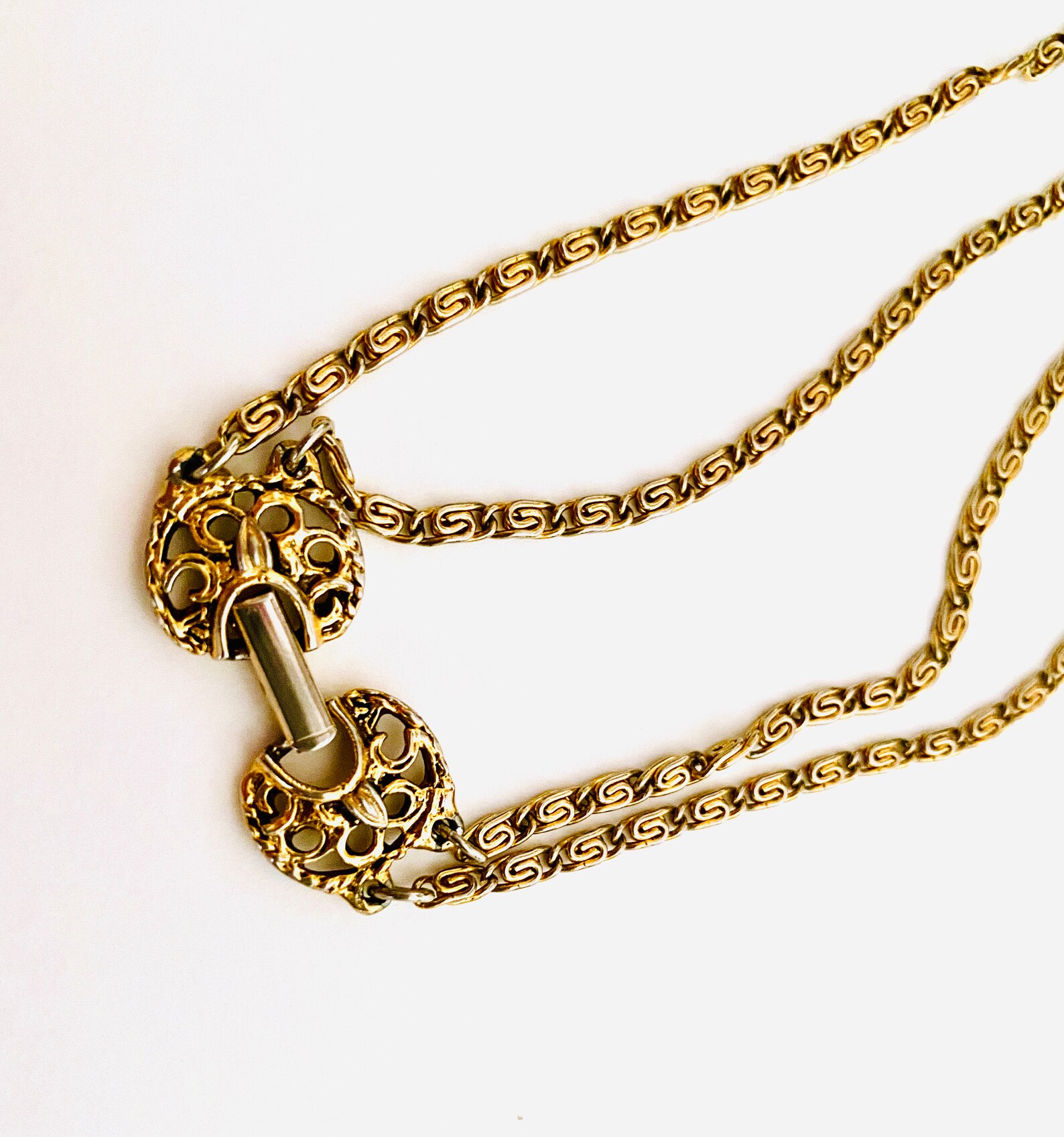 Goldette Signed Vintage Double Strand Gold Toned Asian Design Etsy