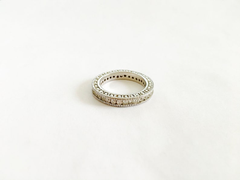 Sterling Silver Eternity Band with Channel Set Round and Square CZ/'s Wedding Band Style Lovely Sparkle Size 8 Elegant Encrusted Band