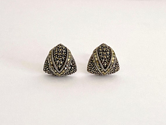 Judith Jack Sterling Silver and Marcasite Clip Ea… - image 9