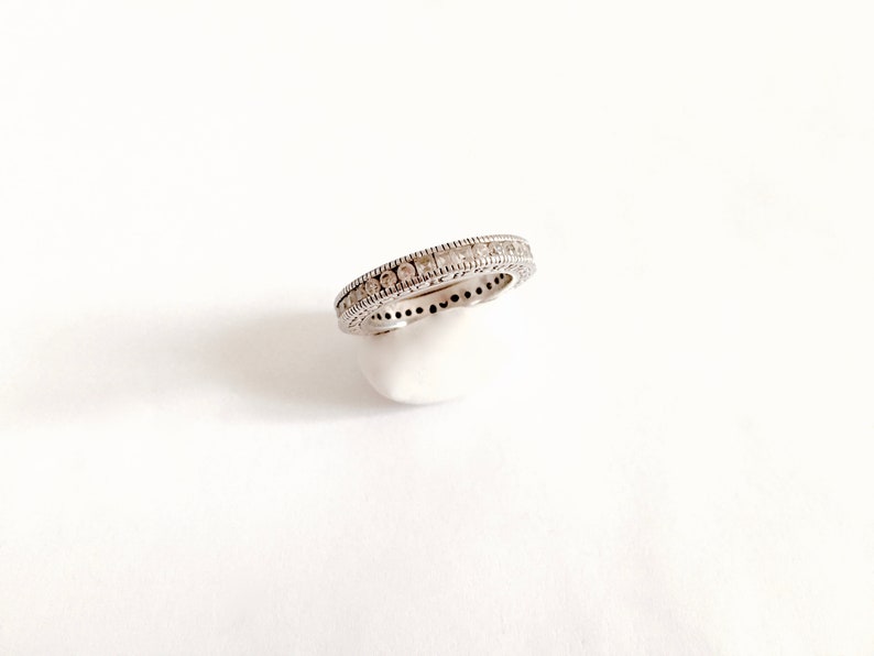 Sterling Silver Eternity Band with Channel Set Round and Square CZ/'s Wedding Band Style Lovely Sparkle Size 8 Elegant Encrusted Band