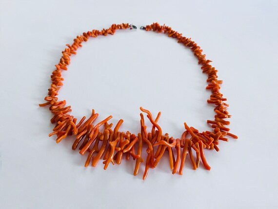 Vintage Natural Salmon Branch Coral 19" Collar Ne… - image 5