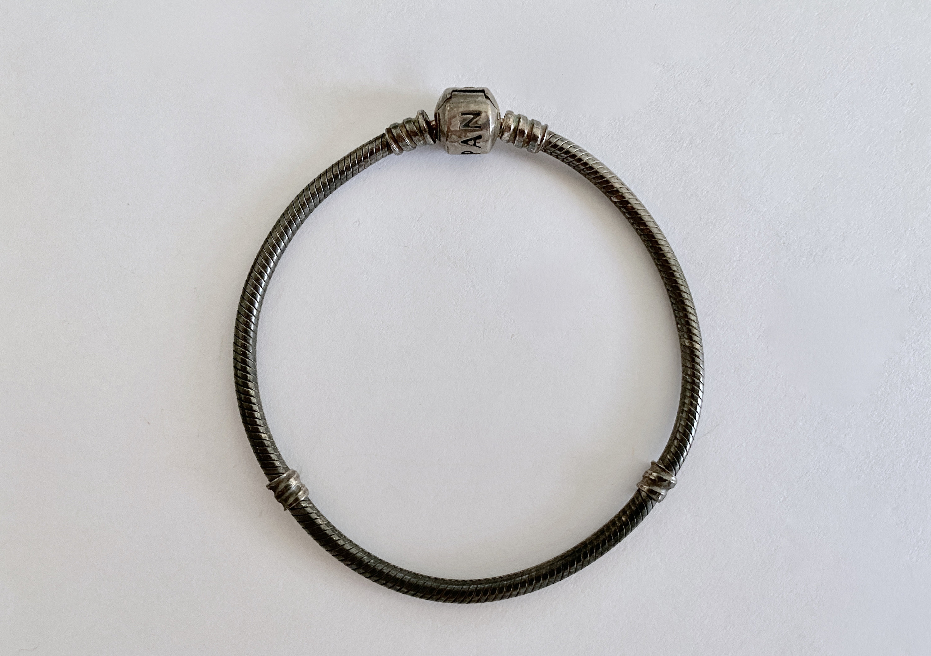 Pandora oxidized shop silver charm bracelet