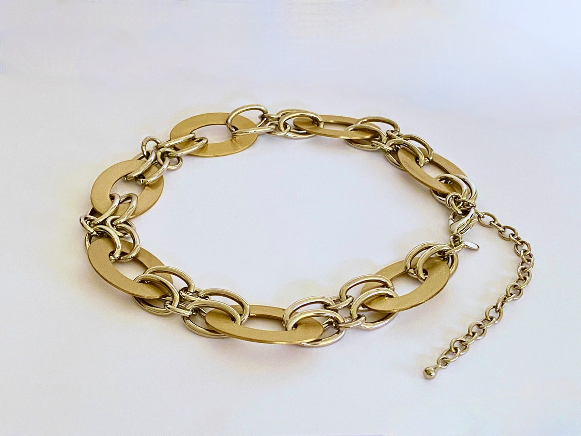 Vintage Premier Designs 16" Mixed Metals Necklace and 8" Bracelet With ...