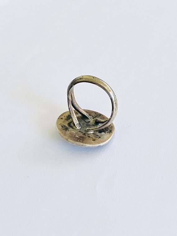 Vintage Native American Ring with Center Bezel Se… - image 5