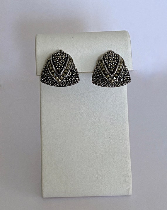 Judith Jack Sterling Silver and Marcasite Clip Ea… - image 2