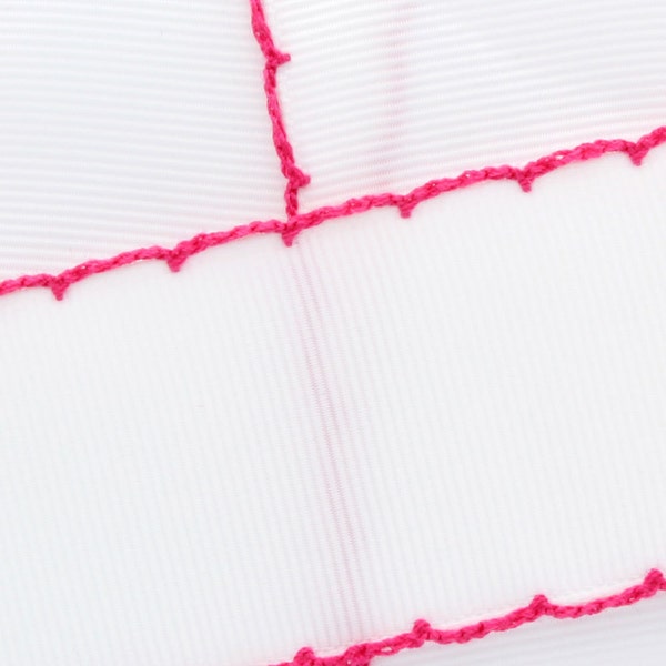 White/Shocking Pink Moonstitch Edge Grosgrain Ribbon Choose Length and Width