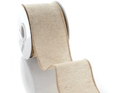 Khaki Wired Burlap Ribbon - Choose Width Length