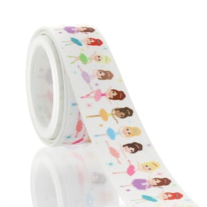 7/8" Dancing Ballerinas Grosgrain Ribbon - Choose Length