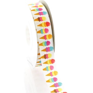 7/8 inch Triple Stack Ice Cream Cone Grosgrain Ribbon Choose Length